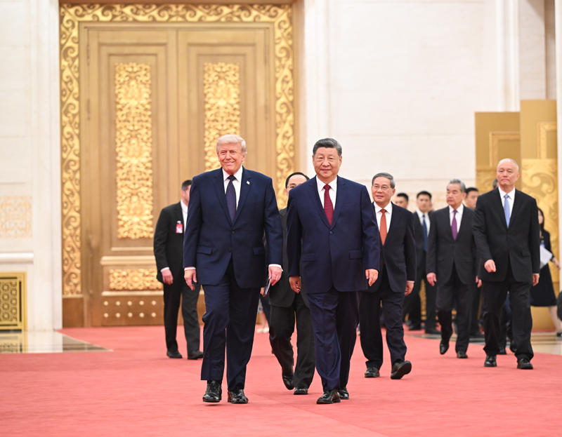 5.5月14日晚,国家主席习近平在北京人民大会堂举行宴会,欢迎美国总统特朗普访华。新华社记者 燕雁 摄.jpg
